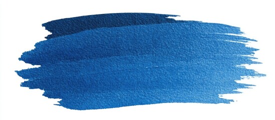 Fototapeta premium Brushstroke of deep blue paint, showing a gradient from dark to light, on a white background