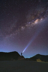 Milky Way above the mountains at Mount Batok Bromo Tengger Semeru National Park Lumajang East Java Indonesia