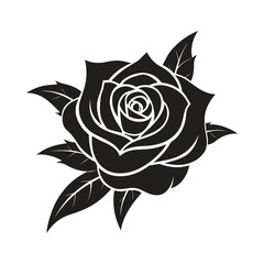 Vector illustration of a rose flower closeup isolated. Stylish idea for a tattoo