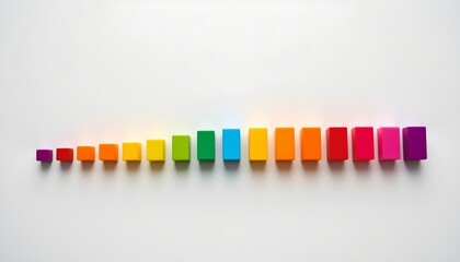 Colorful Gradient Row Rectangular Blocks White Surface