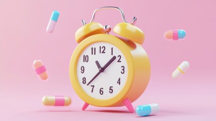 3d calendar marked date and time for reminder with pharmacy drug icon. Vaccination medical equipment, healthcare medicine. medical pharmacy medicament. 3d alarm clock icon vector render illustration
