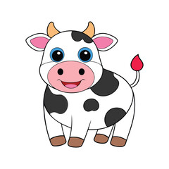 Happy smiling  cow cheerful cartoon vector illustration