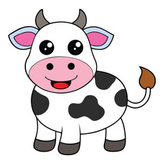 Happy smiling  cow cheerful cartoon vector illustration