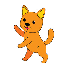 Dancing Dog Cartoon Vector Icon Illustration, Cute Animal Fun Concept