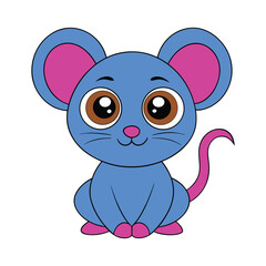 Big Eyes Mouse Cartoon Vector Icon Illustration, Cute Animal Nature Concept