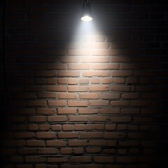 Spotlight on Brick Wall Background Dark Room Night Light