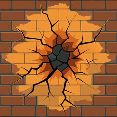 Broken Wall Crack Texture Illustration, Rough Background Design