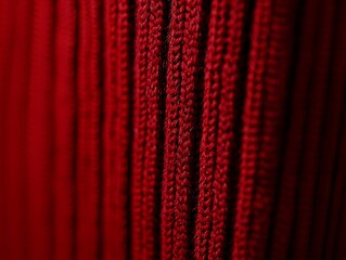 Closeup Red Knit Texture Fabric Pattern Background