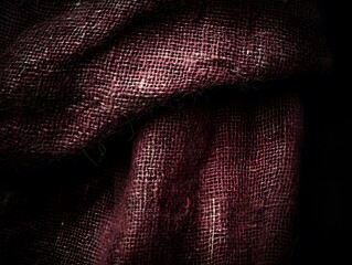 Dark Red Burlap Fabric Texture Close Up Photography