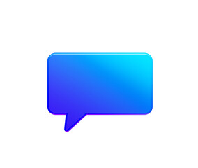 Naklejka premium Vibrant blue gradient chat bubble icon for modern digital communication. 3d illustration