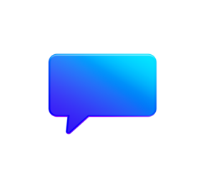 Vibrant blue gradient chat bubble icon for modern digital communication. 3d illustration