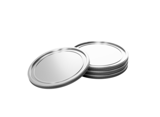 Stack of blank silver coins symbolizing finance, wealth, and economy on black.