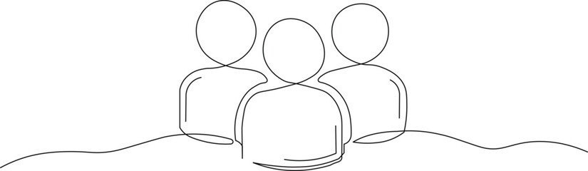 Striking single line art of a team of three people conveys unity and collaboration, perfect for illustrating teamwork in business or community organizations