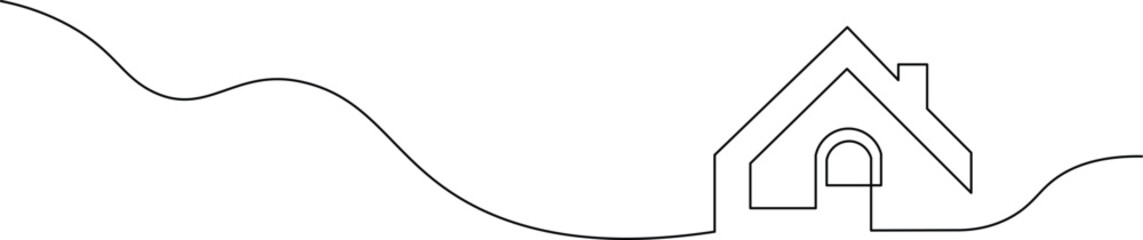 Dream home contour drawing for real estate advertising, convey a sense of home ownership with this minimalist single line home illustration for construction projects