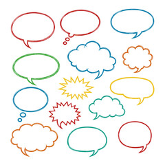 A collection of colorful and varied speech bubbles for communication.