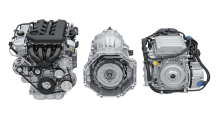 Modern Automotive Powertrain Components Isolated Transparent Background