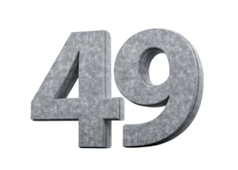 Concrete Number Forty Nine 49 Digit Made Of Grey Concrete Stone White 3d Illustration