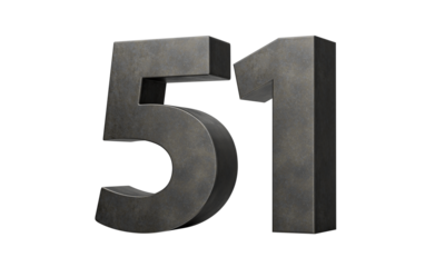 Number Fifty one 51 Digit Made Of Gray Smooth Cast Iron 3d Illustration