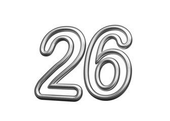 Number Twenty six 26 Made Of Silver Metallic White Background 3D Illustration