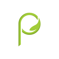 p nature and eco leaf  logo vector icon illustration design