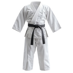 A karate gi with belt on transparent background