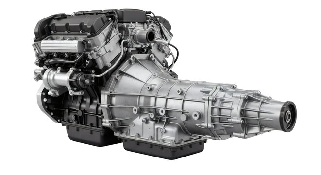 Realistic Car Engine and Transmission PNG Isolated