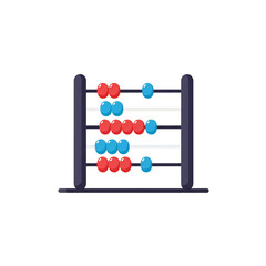 Flat Design Abacus Icon for Counting and Education