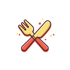Flat Design Crossed Fork Knife Icon