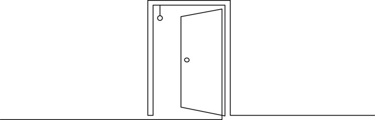 Open door beckons new beginnings, minimalist line art for modern design projects and interior concepts, simple yet powerful visual metaphor for opportunities