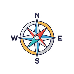 Flat Design Compass Rose Icon
