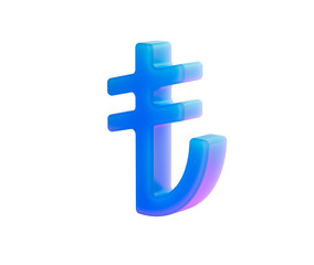Modern 3D Turkish Lira currency symbol with a glossy vibrant blue finish. 3d illustration