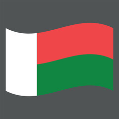Madagascar national waving flag with red green white color