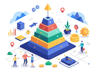 Business pyramid concept with people and icons 