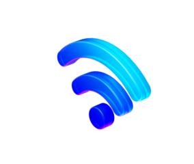 Vibrant 3D Wi-Fi symbol in blue and cyan, representing modern connectivity. 3d illustration