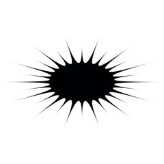 Black starburst shape with pointed rays, attention symbol, radial burst