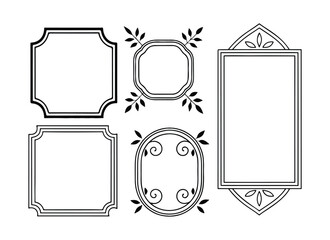 Vintage Ornate Frame Set with Decorative Borders and Blank Antique Designs