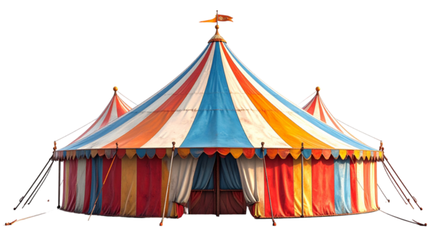 Colorful striped circus tent, isolated