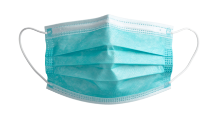 Blue surgical face mask on black