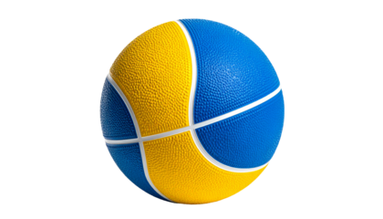 Yellow and blue colored basketball