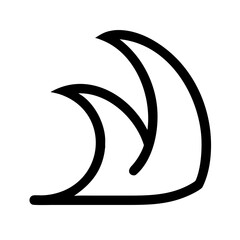 Minimalist line drawing of two stylized waves