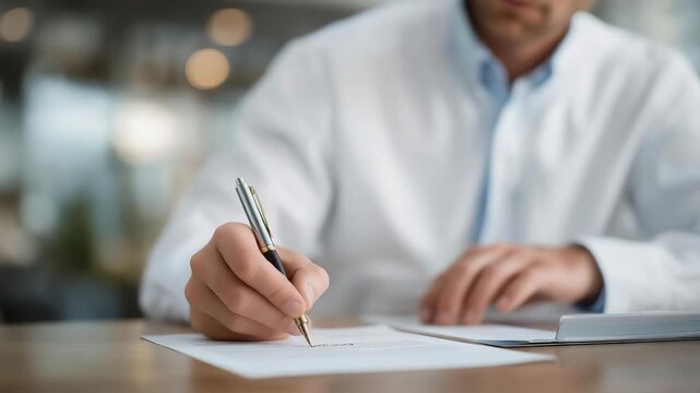 Professional hands reviewing printed contracts with a pen, highlighting small details with underlines and notes, illustrating audit verification, accuracy checks, compliance assurance, and the