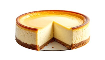 Slice out of a smooth cheesecake