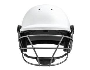 Protective Cricket Helmet with Face Guard, Front View, Isolated on Transparent Background