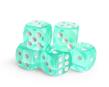 Turquoise dices on white background