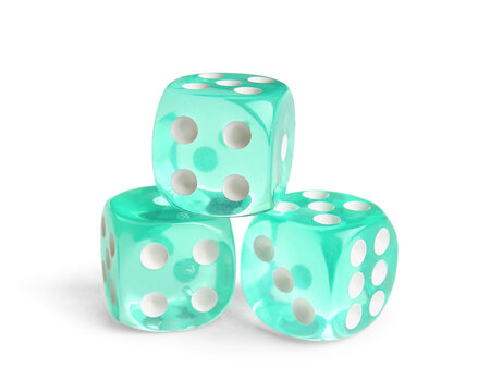 Turquoise dices on white background