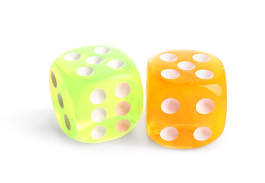 Different dices on white background