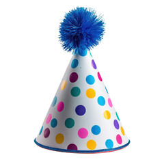 A polka dot party hat on transparent background