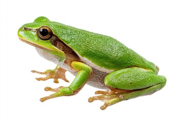Obraz premium Side view of a vibrant green frog