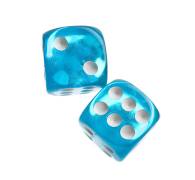 Blue dices on white background