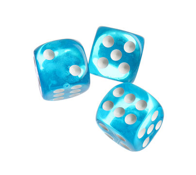 Blue dices on white background